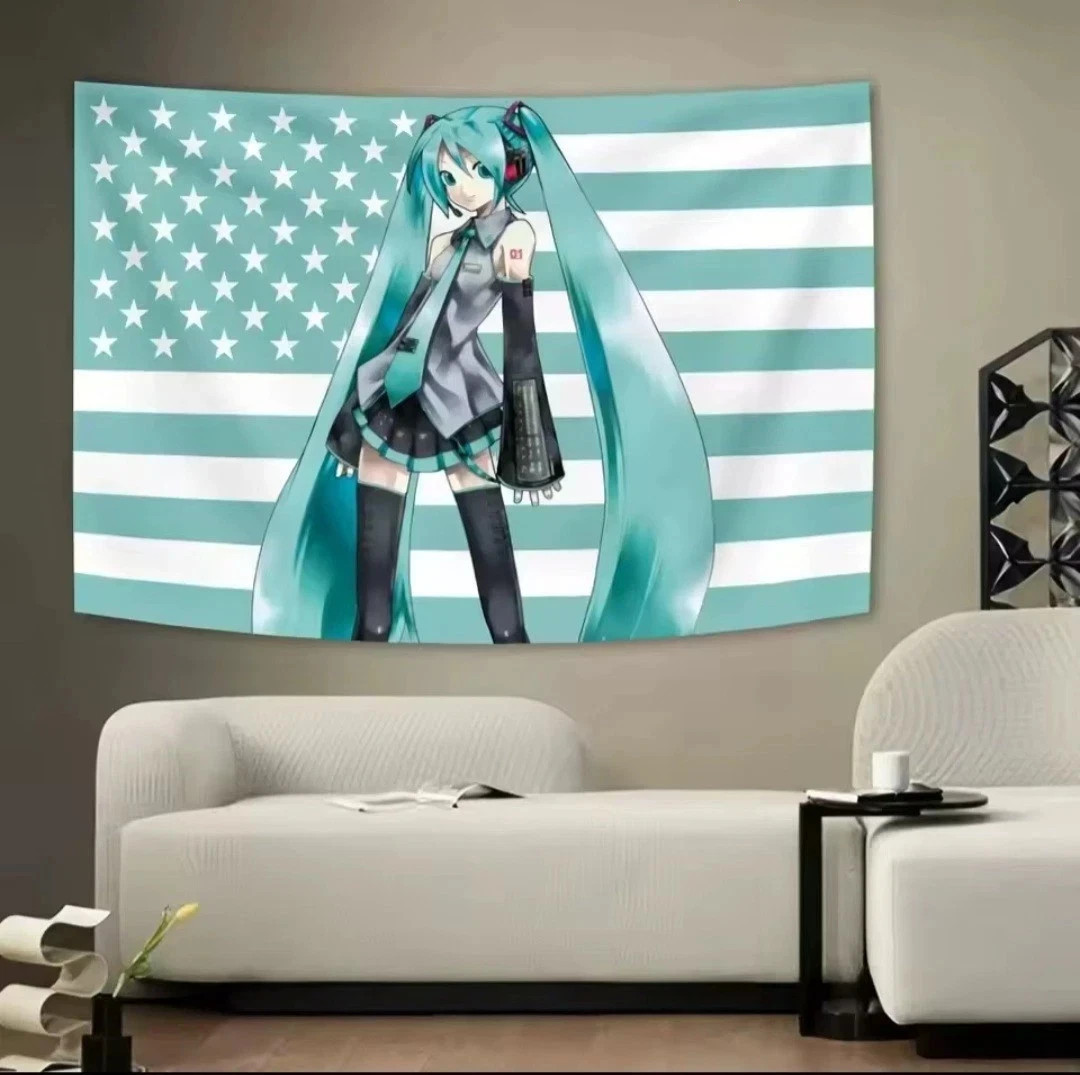 Hatsune Miku American Flag Bedroom Decoration 60CM X 90CM