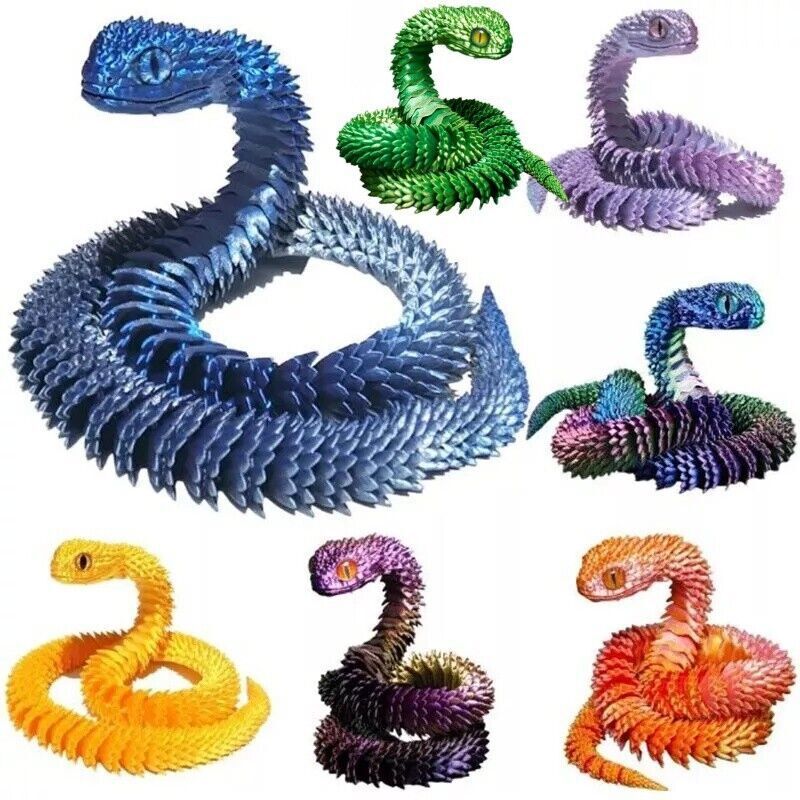 Realistic 3D Printed Articulated Snake Simulation Animal Snake Fidget Toys Decor