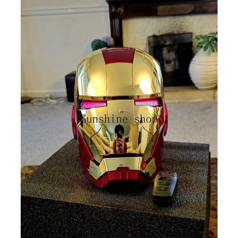 Autoking Iron Man Gold MK5 Helmet Electronic Voice Activated Open&Close Mask New