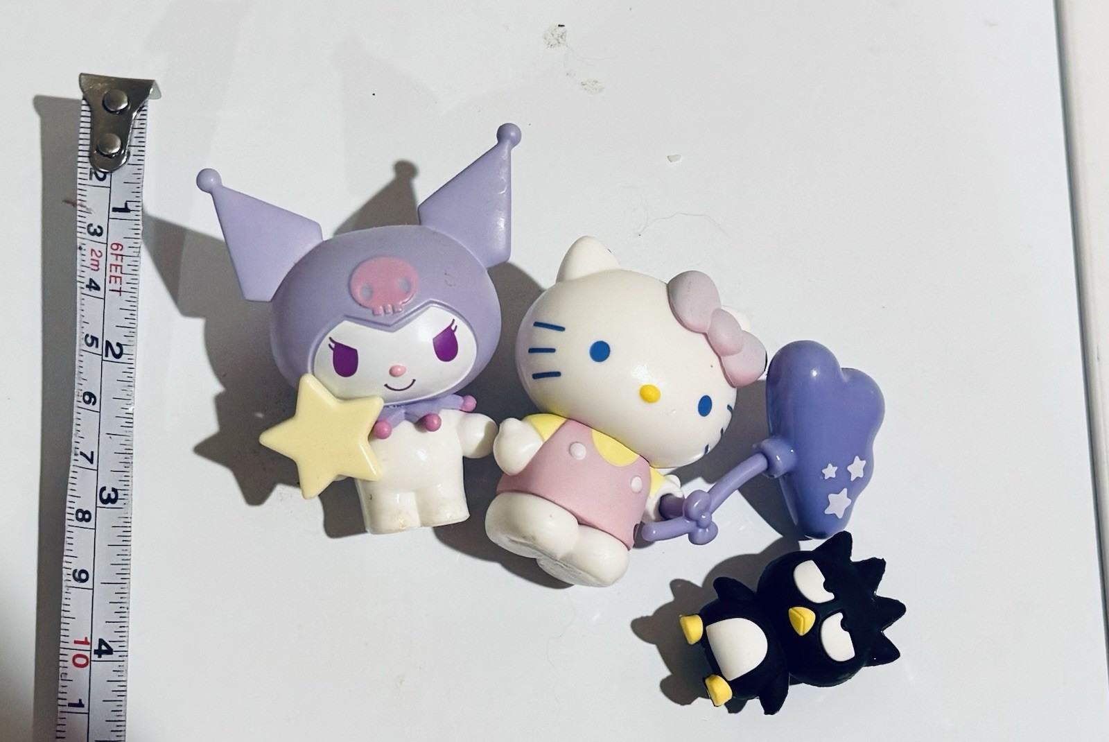 Sanrio Hello Kitty Kuromi Badtz-Maru Figurines Set Plastic 3 in Multicolor