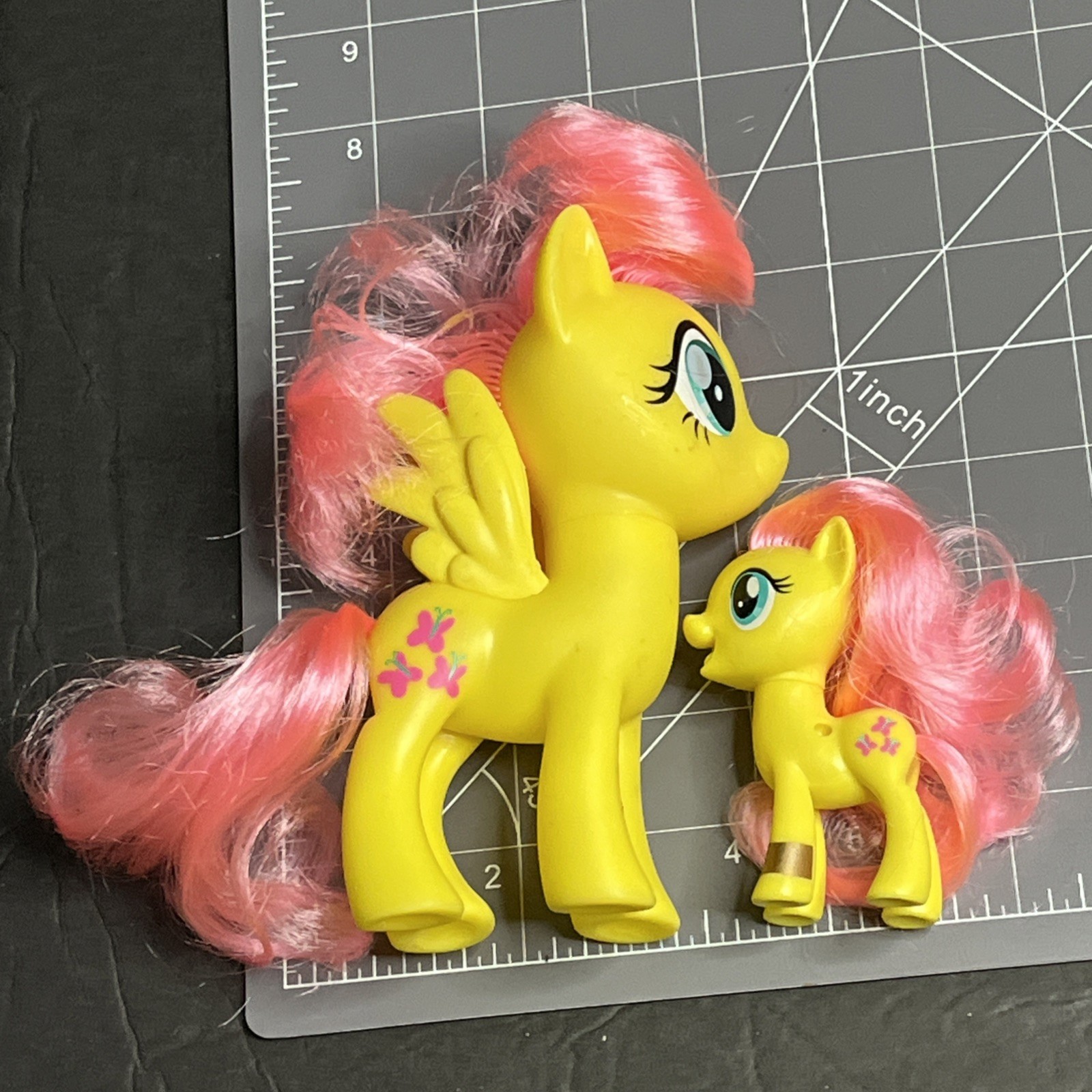 MLP Set Of 2 My Little Pony G4 Fluttershy 2016 Hasbro 6” And Baby 3” No Wings