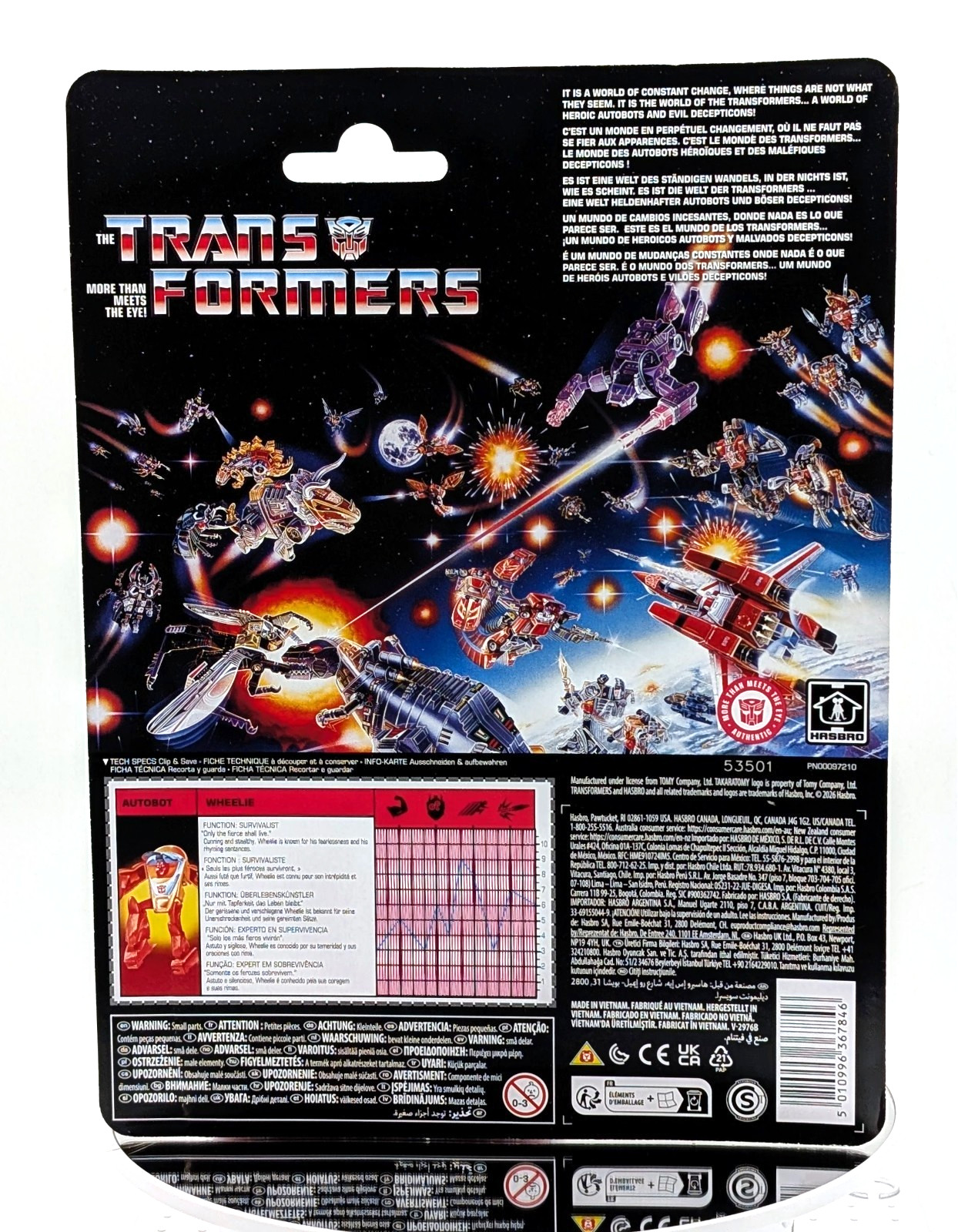 Hasbro Transformers More than Meets the Eye Retro Card Back AUTOBOT WHEELIE!