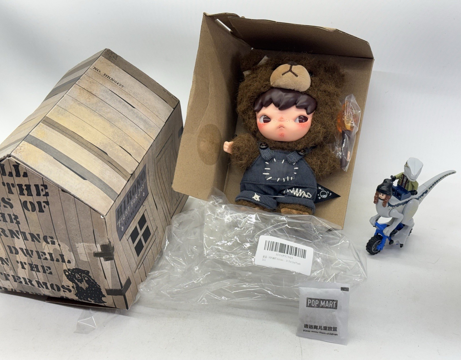 Authentic Pop Mart Hirono Living Wild Fight For Joy Plush Bear Doll Shed NIB USA