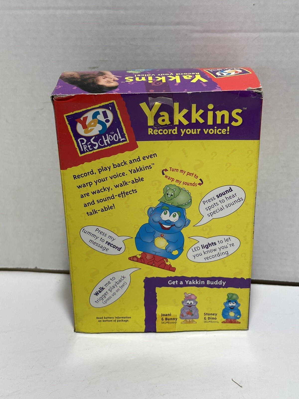 Rare 1997 Yes! Preschool Yakkins STONEY & DINO record your voice Need Batery VTG