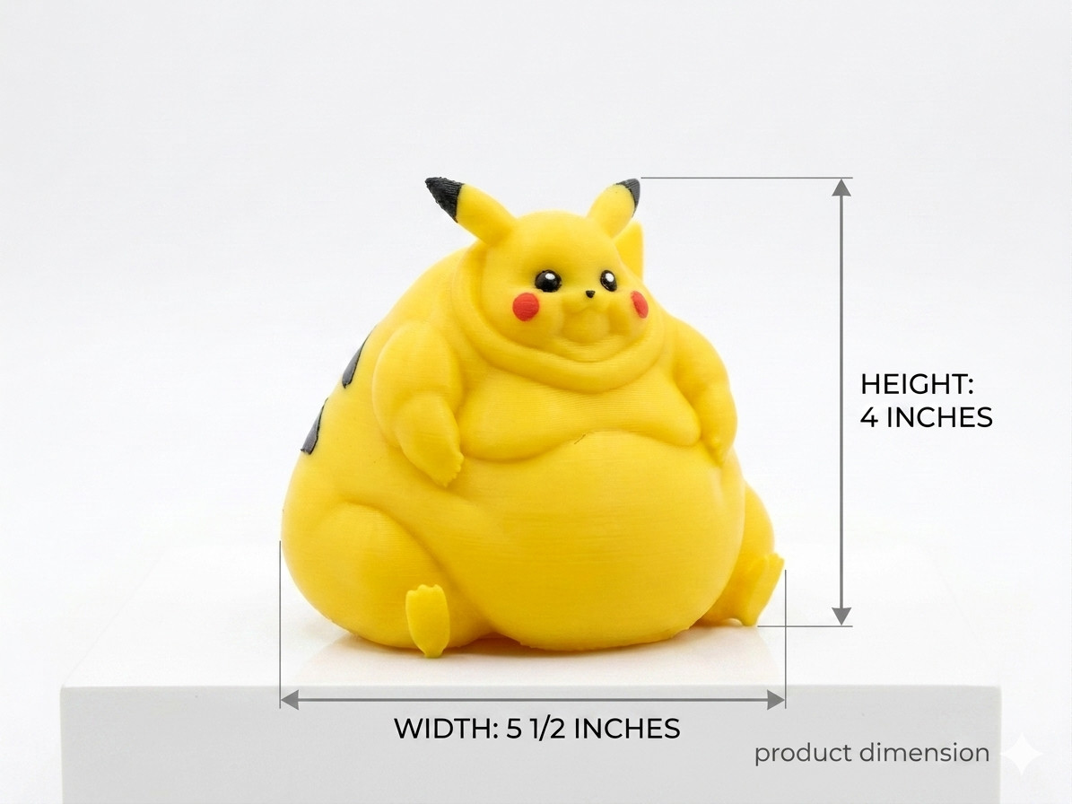 Fat Pikachu Figure – Funny Obese Pokémon Statue – Gag Gift Idea