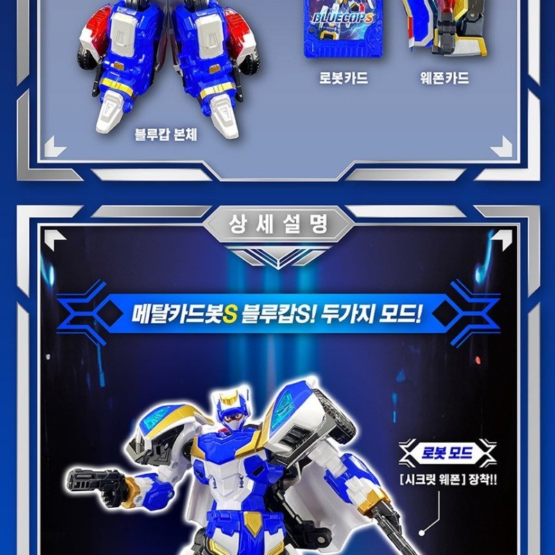 Metal Card Bot Blue Cop S Vehicle Transforming Car Robot Toy