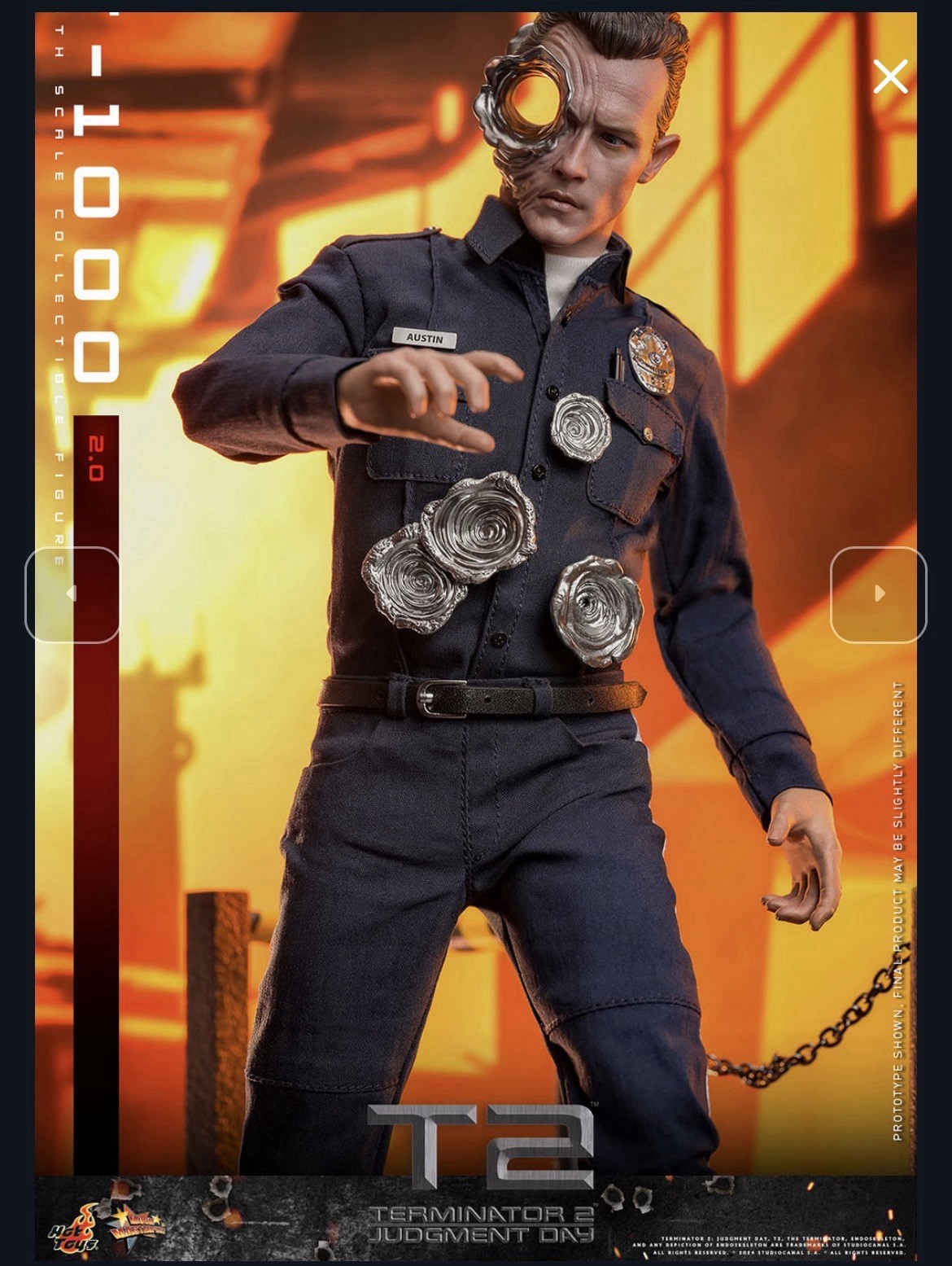 Hot Toys Mms774 1/6 Terminator 2: Judgment Day T-1000 2.0 Action Figure In Stock