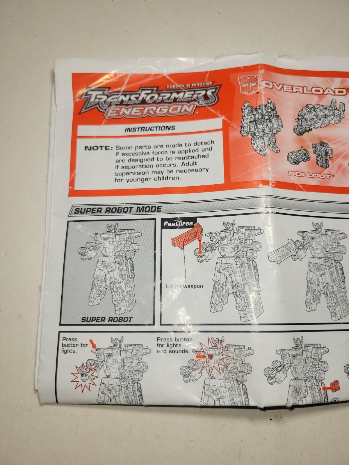 Transformers Energon COSTCO EXCLUSIVE Overload Optimus Prime Instruction Manual
