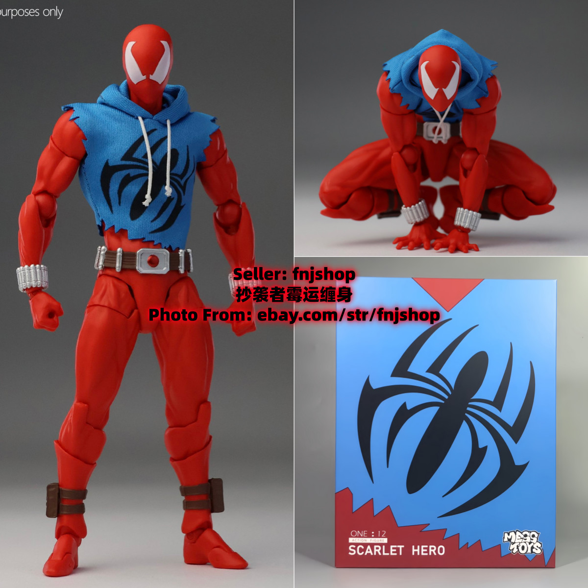 Hot-New Mess Toys Scarlet Hero Spider-Man Blue Suit 1/12 Action Figure US STOCK