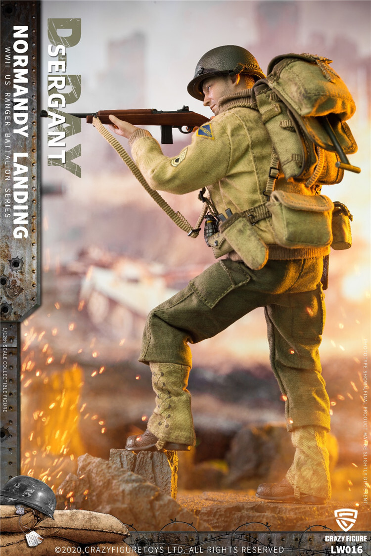 Crazy Figure 1/12 WWII U.S. Rangers On D-Day Sergant LW016 Soldier Figure Model