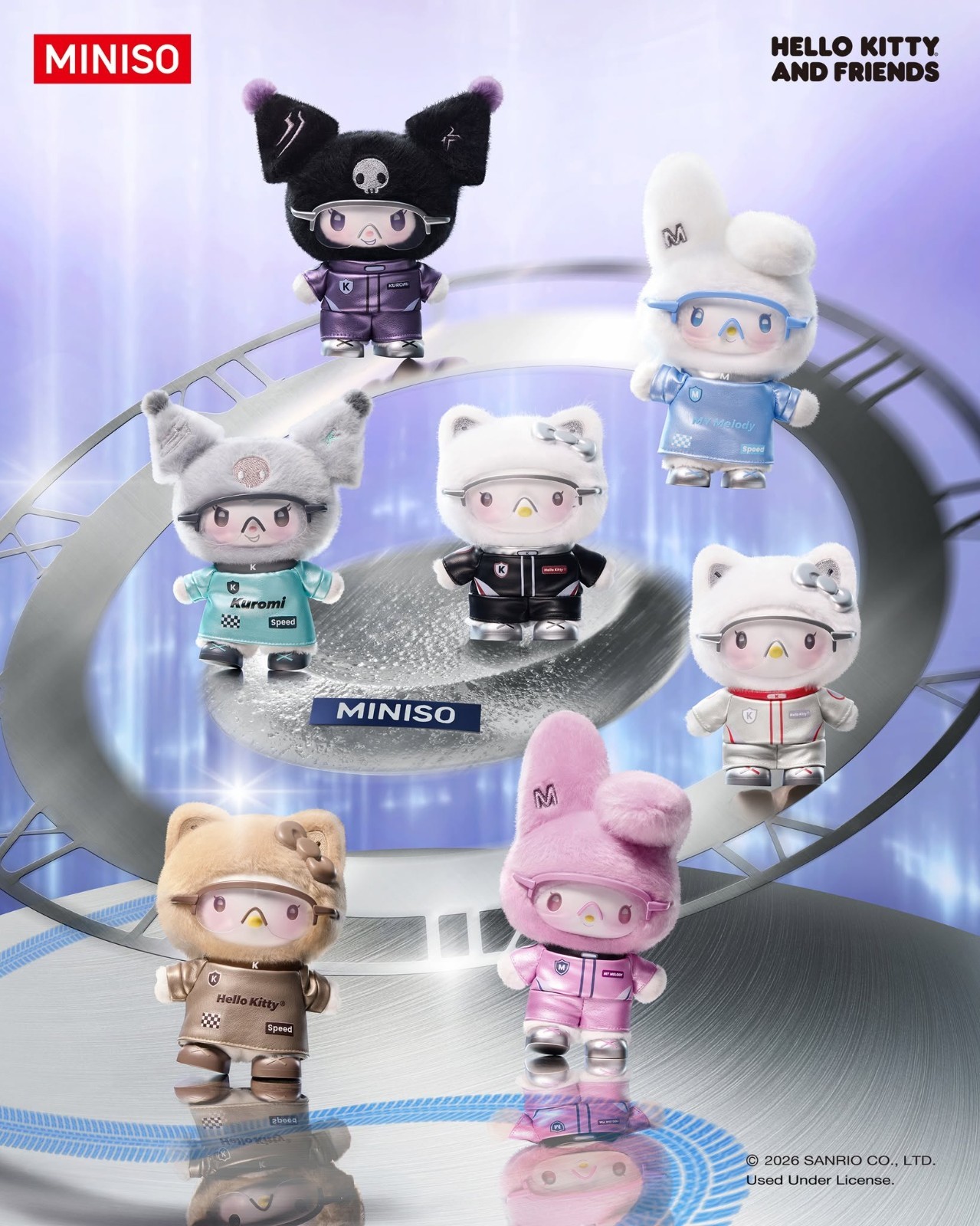MINISO Hello Kitty & Friends Racing Club Plush Pendant Blind Box My Melody Blue