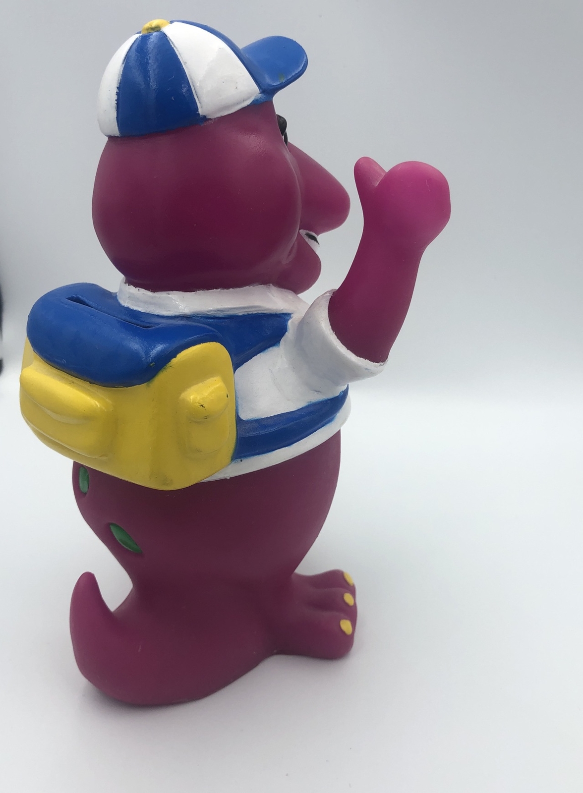1992 Barney Purple Dinosaur Coin Piggy Bank With Plug Back to School