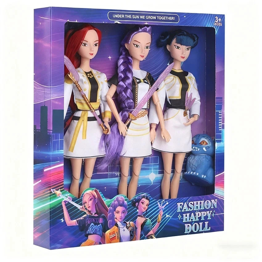 3PCS Gift Cosplay Kpop Demon Hunters Action Figures Mira Rumi Zoey Doll Toy JQ