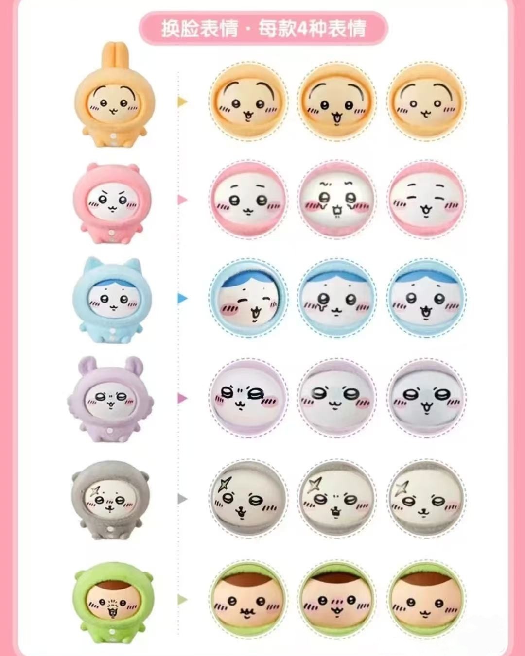 MINISO Chiikawa Pajamas Face Changing Confirmed Blind Box Keychain Vinyl Figure