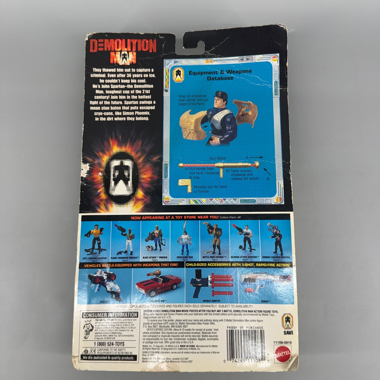 Demolition Man Battle Baton John Spartan 1993 Action Figure New