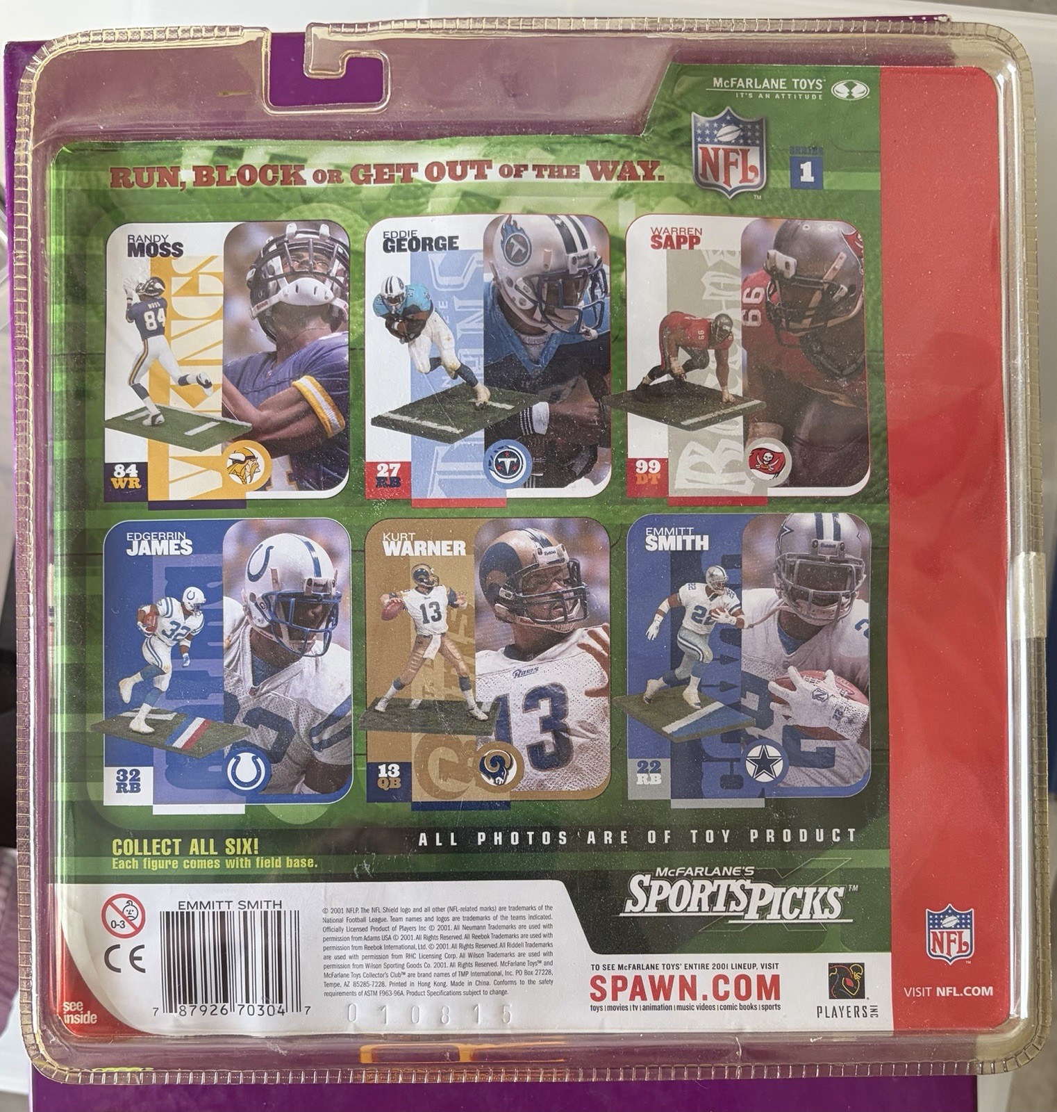 NFL Emmitt Smith #22 Dallas Cowboys McFarlane Sports Picks Series 1 Figure 2001
