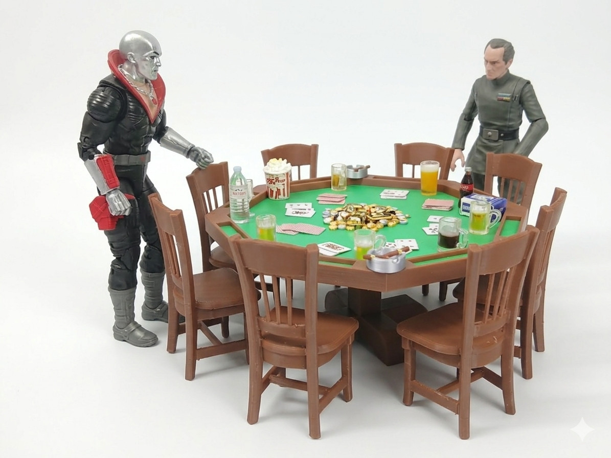 1:12 POKER PLAYSET TABLE CHAIRS DRINKS + for 6in figure diorama star wars GI JOE