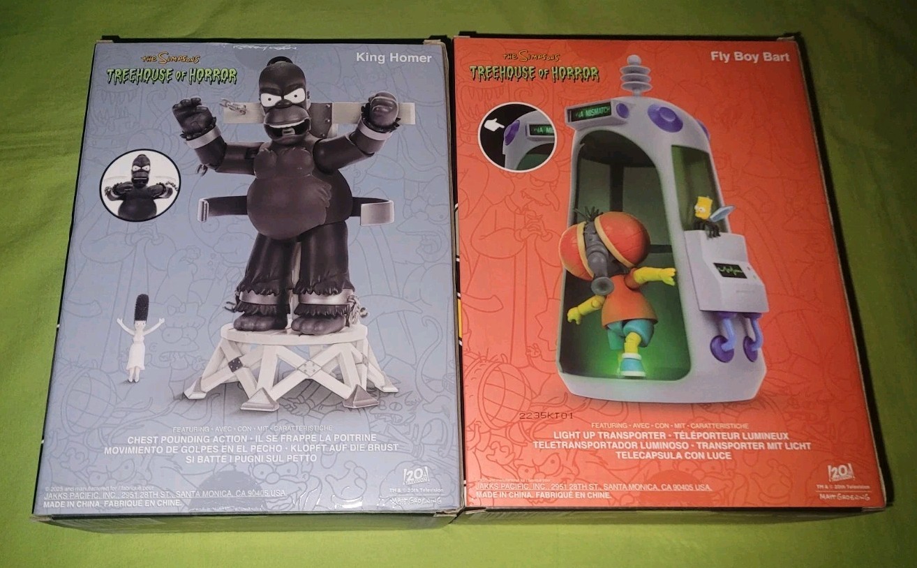Jakks Simpsons Treehouse of Horror Fly Boy Bart King Homer Figure Lot