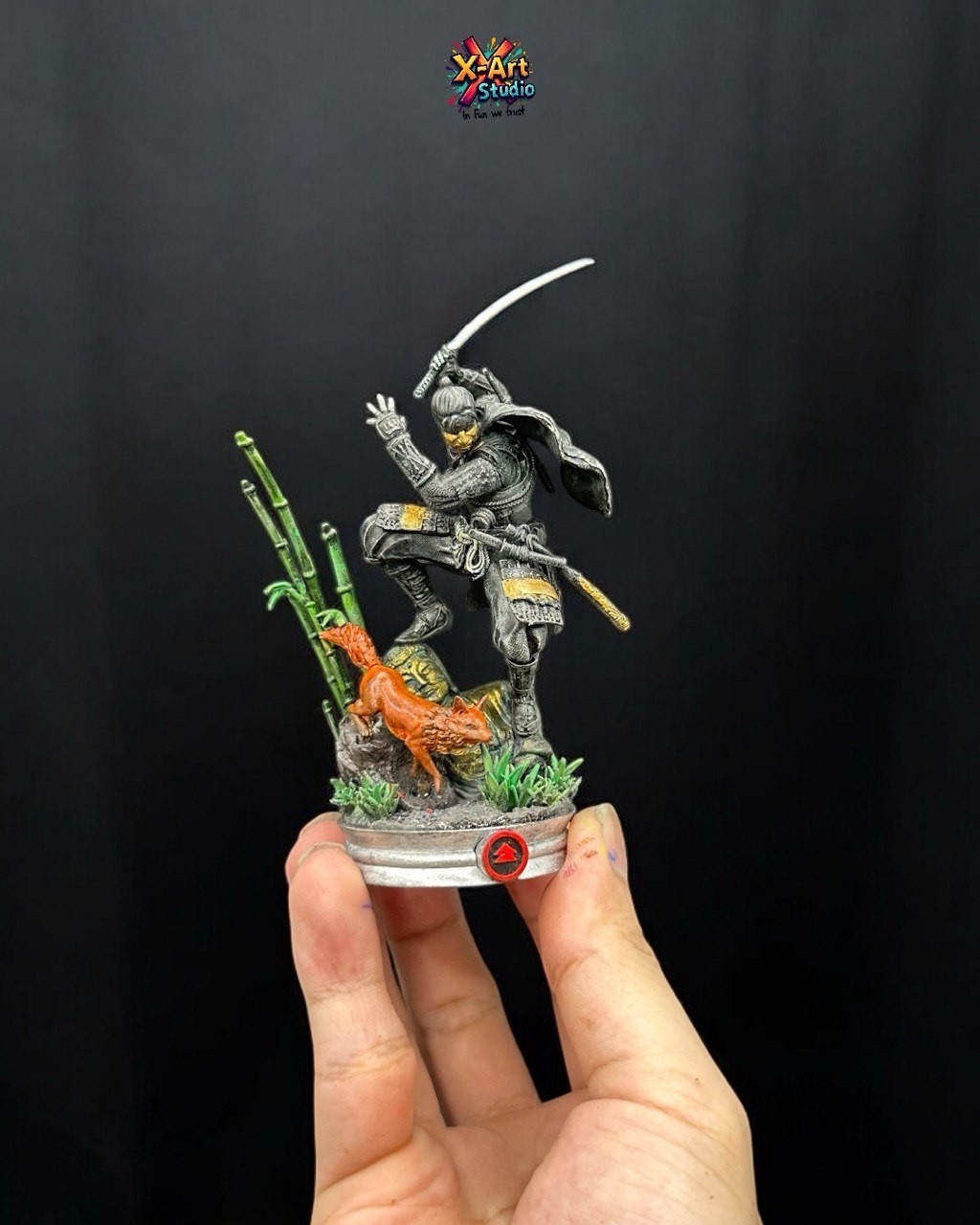 Hand-Painted Jin Sakai Ghost Style Samurai Warrior Statue – Ronin Figurine 12cm