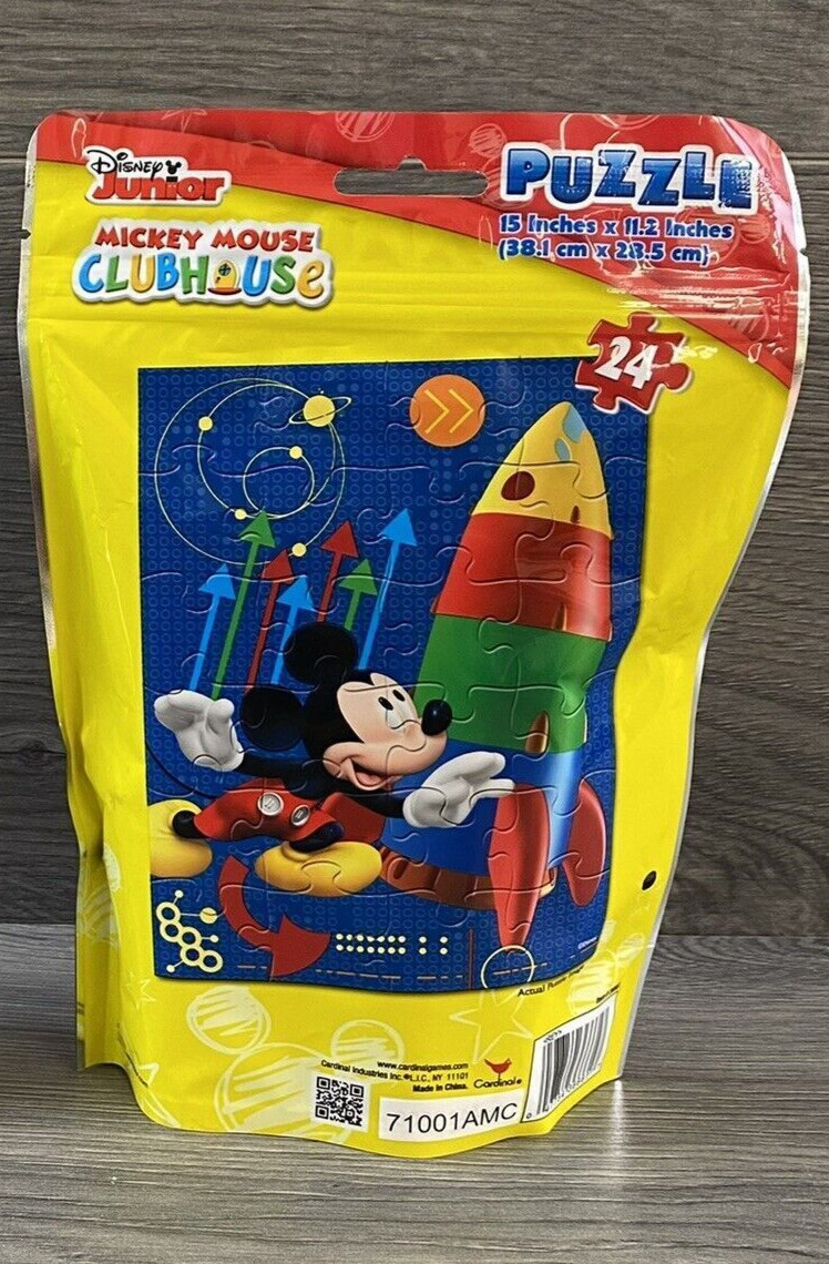 Disney Mickey Mouse 24pc Puzzle On The Go! 15”x11.25” Resealable Bag Brand New