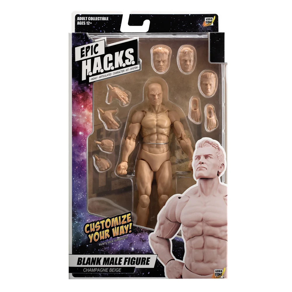 Champagne Beige 1:12 EPIC HACKS Blank Male Action Figure 6″ Boss Fight