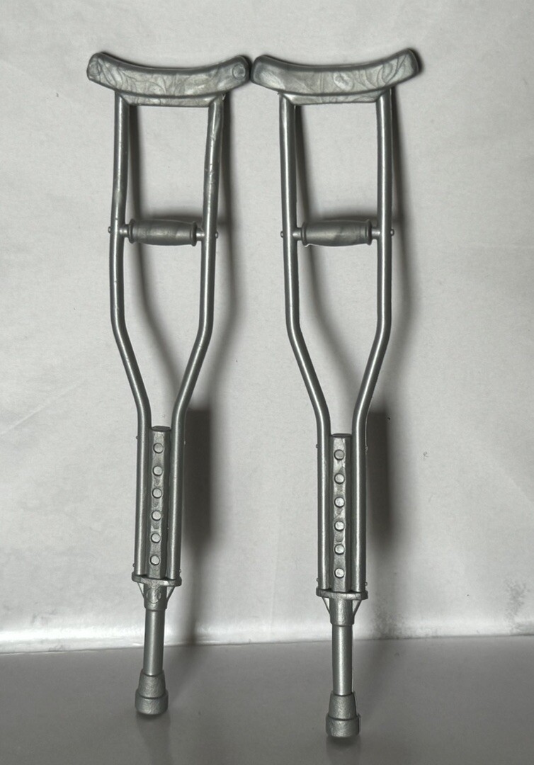 WWE Silver Crutch Set Accessory Mattel Jakks Figure Prop 1/12 G6