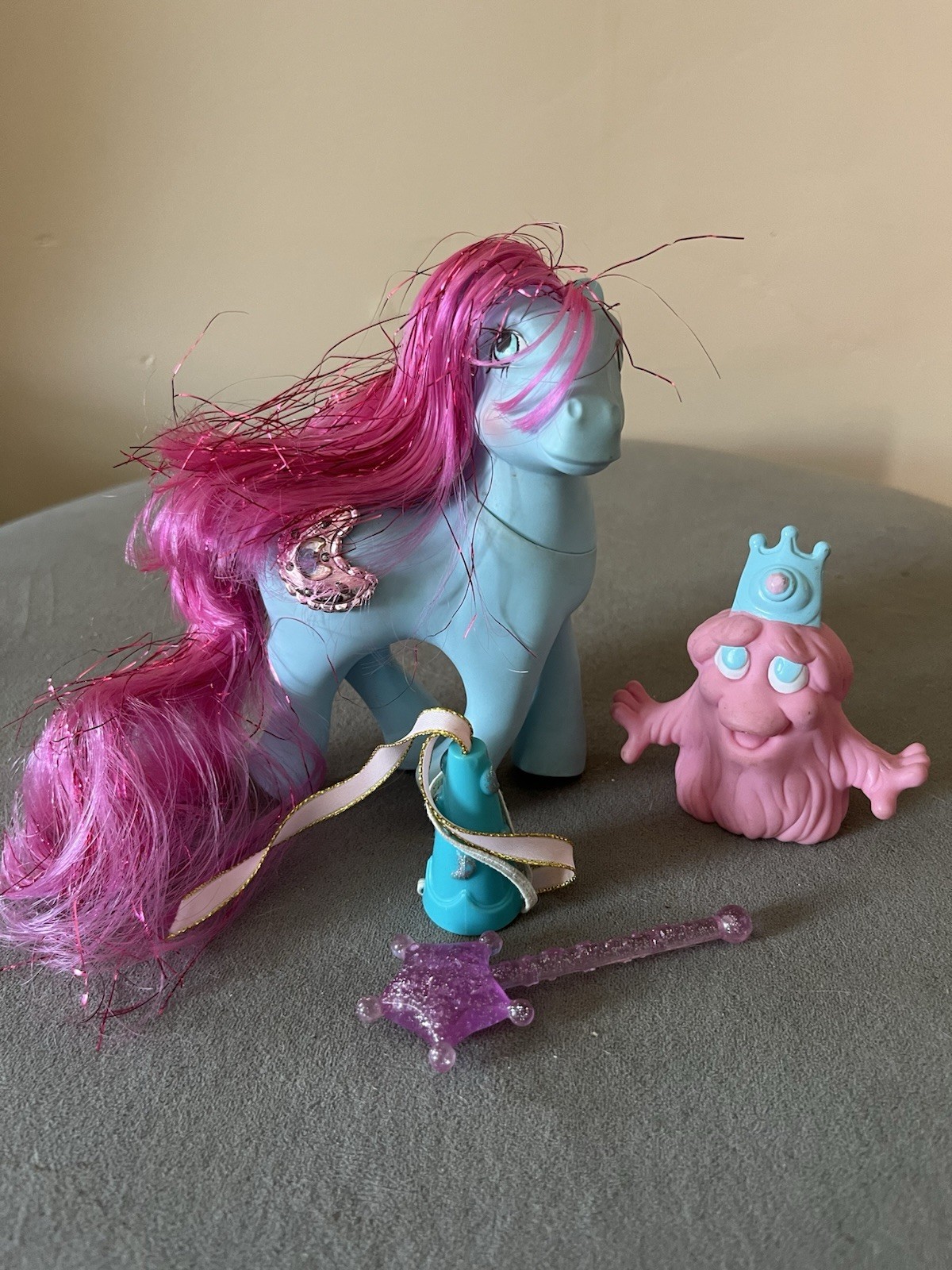 Vtg MLP My Little Pony Princess Royal Blue And Wishful Bushwoolie w Hat 1987 G1
