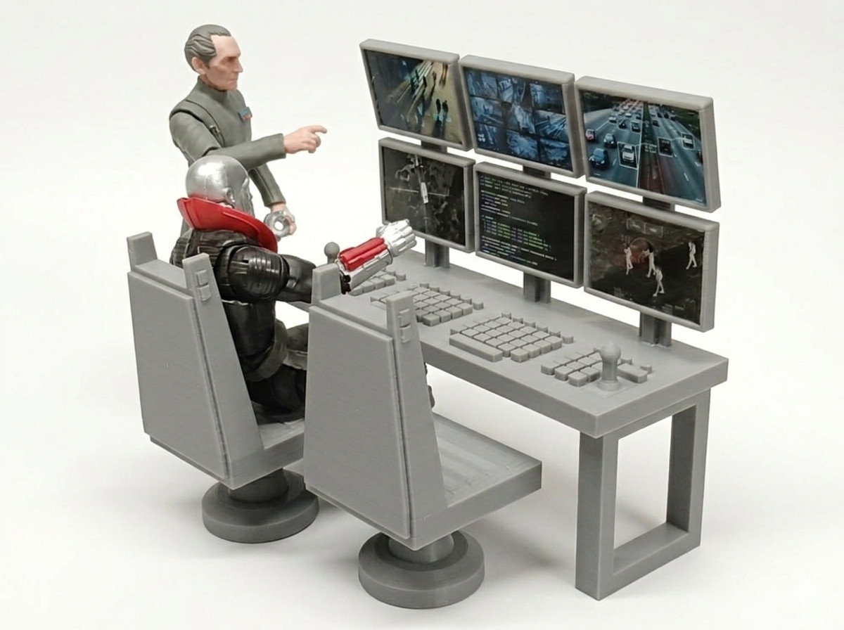 1:12 scale Computer Station w/ Chairs figure diorama MILITARY GI JOE CLASSIFIED