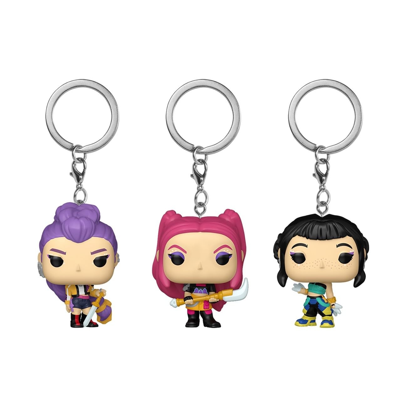 Funko Pop! Keychain: Kpop Demon Hunters – Rumi, Mira, and Zoey 3-Pack