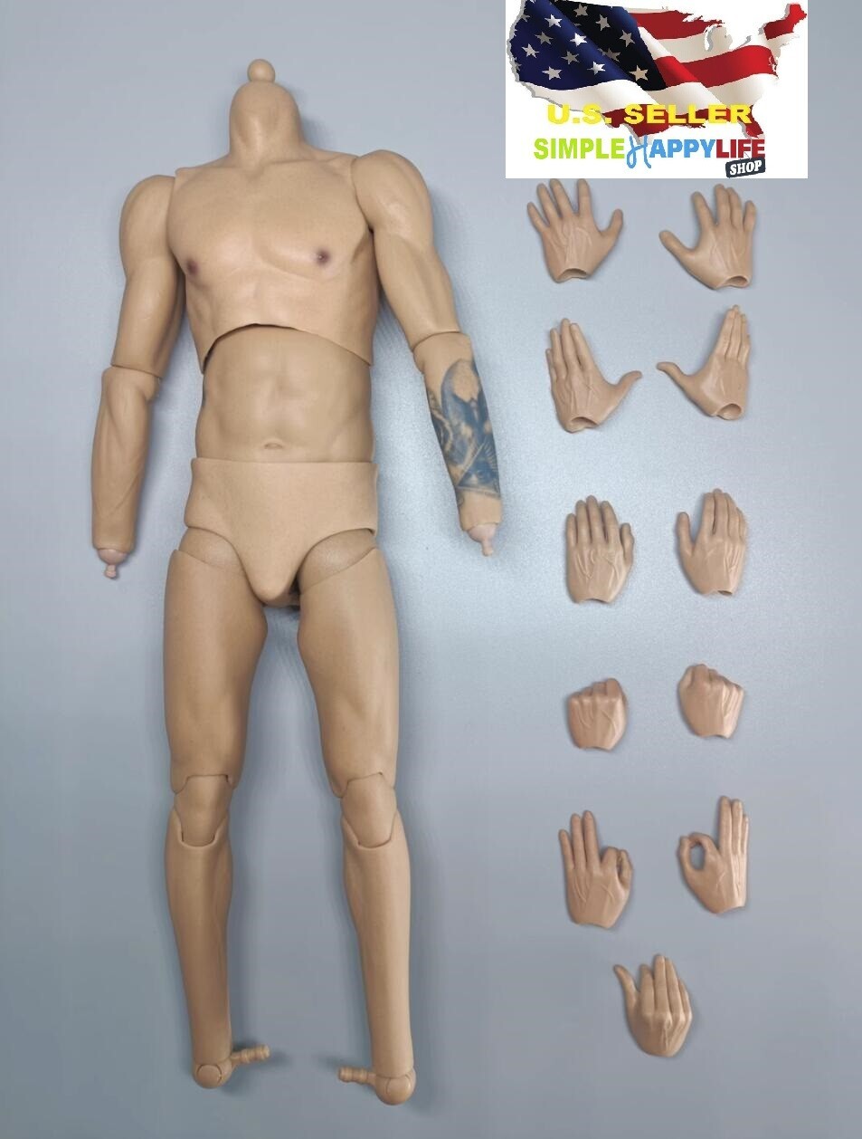 1/6 Luka Doncic Tattoo Male Figure Pale/Tan Body w/ hands for Enterbay ❶USA❶