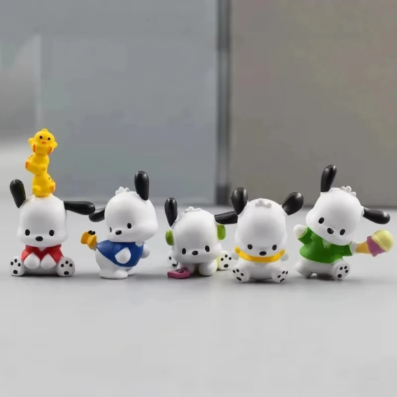 Hot 5Pcs Sanrio Anime Figure3-4cm Kawaii Pochacco Melody Model Accessories Child