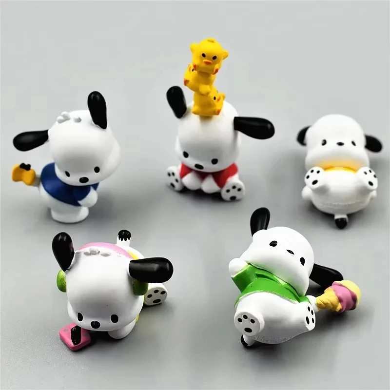 Hot 5Pcs Sanrio Anime Figure3-4cm Kawaii Pochacco Melody Model Accessories Child