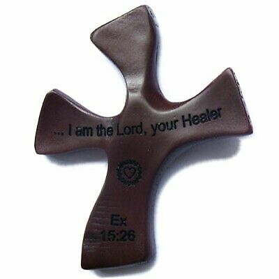 Brown or Dark Mahagony Resin Healing Cross – complete Package with Prayers and