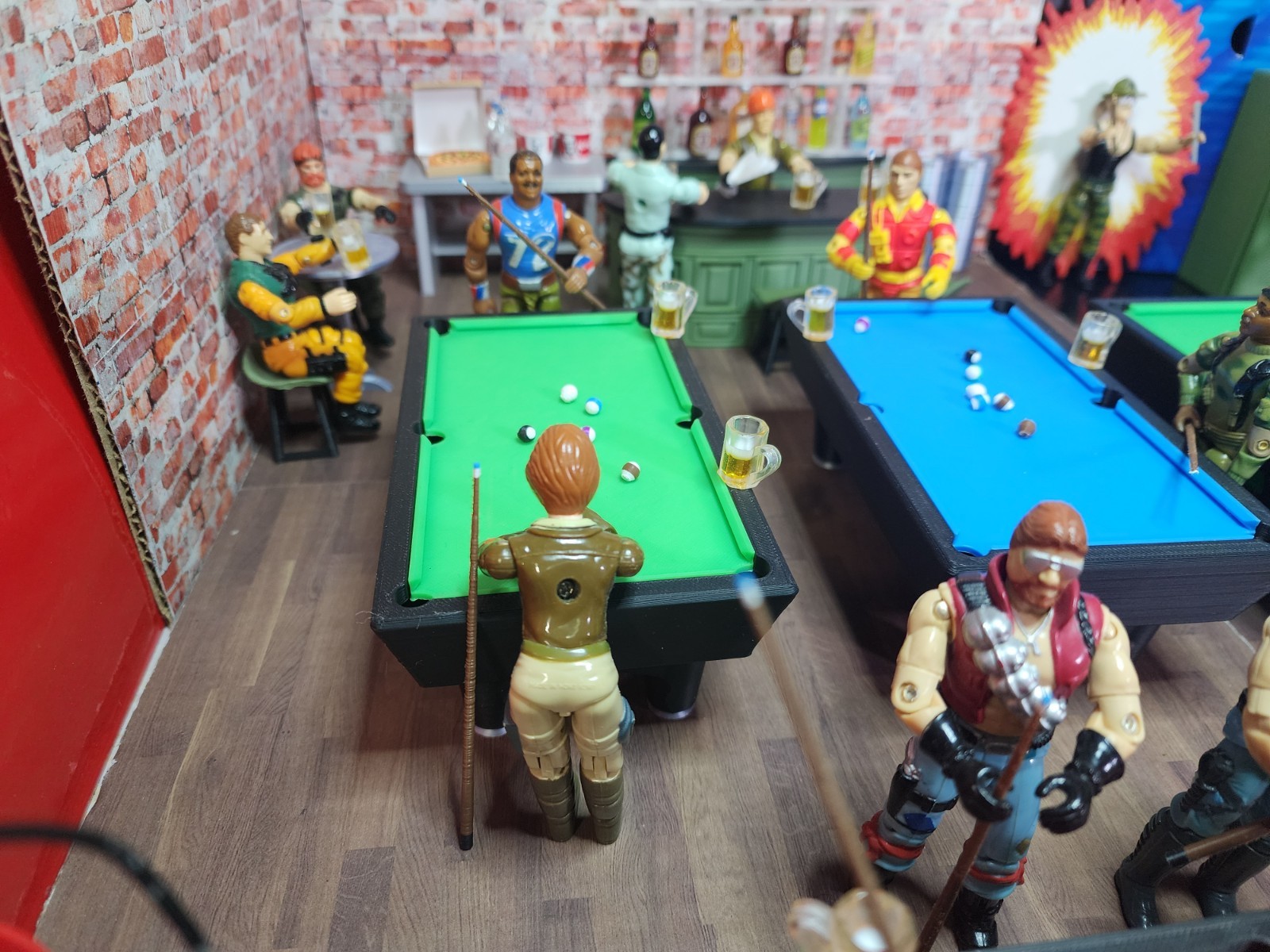 3D Printed Green Pool Table For G.I JOE A.R.A.H. For 3.75″ 1:18 Scale