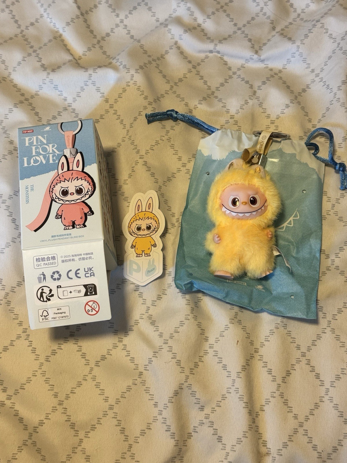 POPMART Labubu the monsters pin for love Initial P Plush Doll