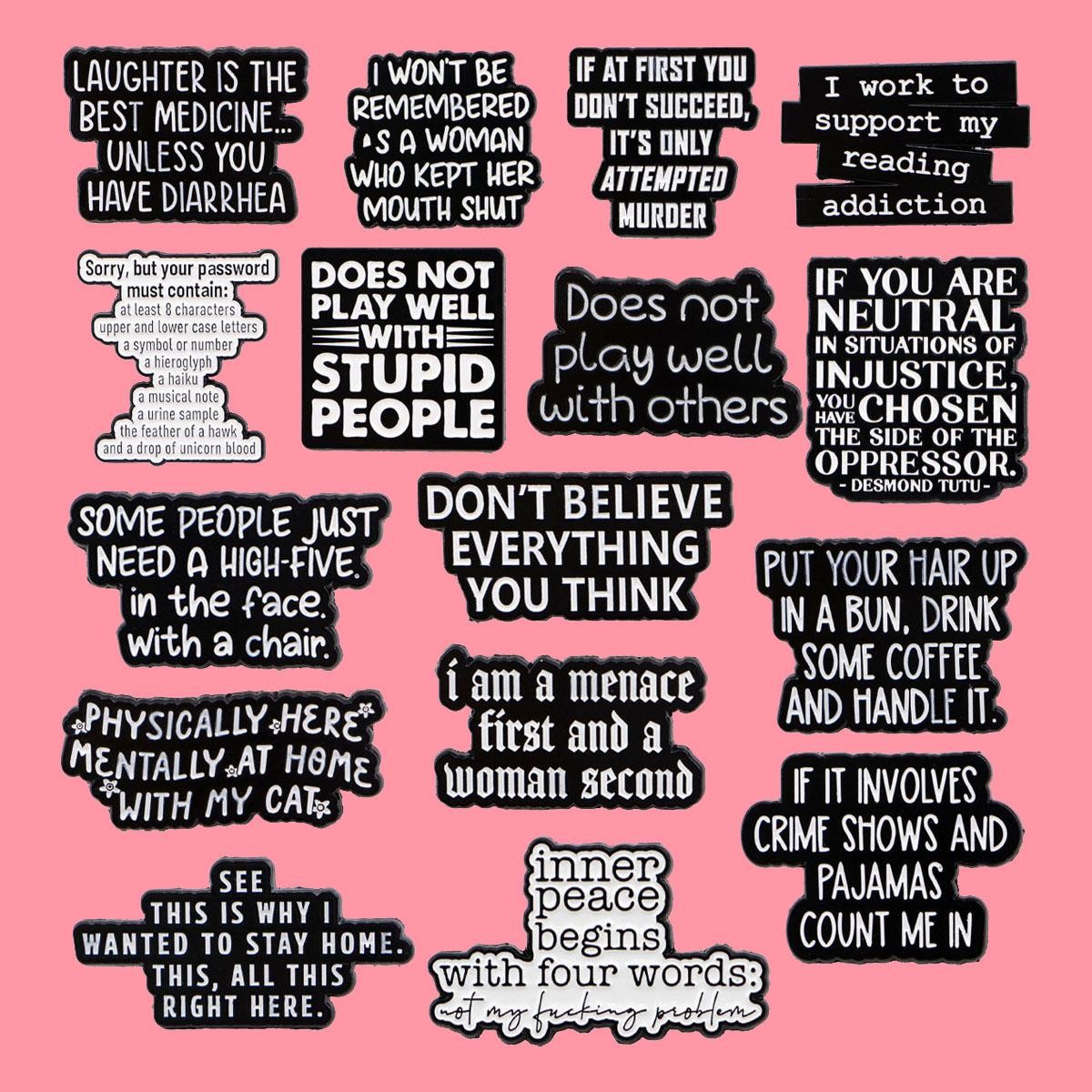 Funny Quote Enamel Pin Metal Brooch Badge Backpack Accessory Gift Jewelry