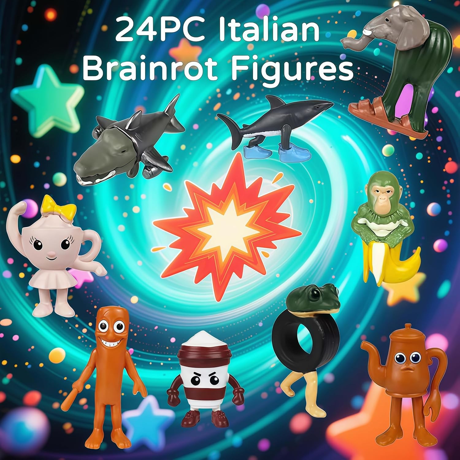 48 PCS Italian Brainrot Steal a Brainrot Toys, 1.8″ Tralalero Tralala Action Fig