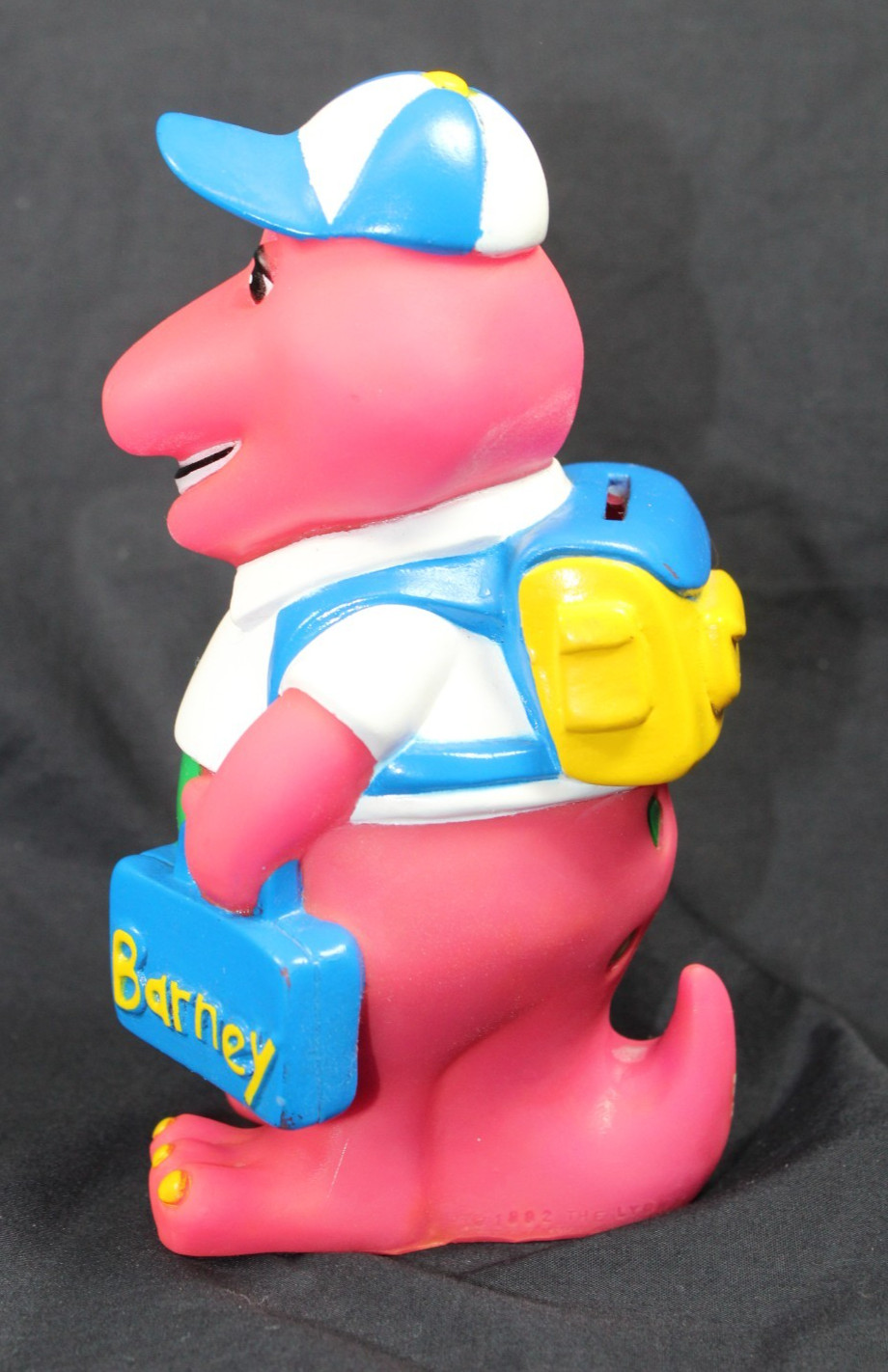 Vtg 1992 Lyons Group 7″ Barney Purple Dinosaur Coin Piggy Bank Back to School