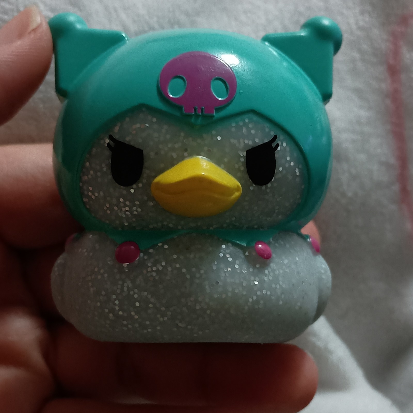 Kuromi Glitter Duck Figurine, Hello Kitty And Friends