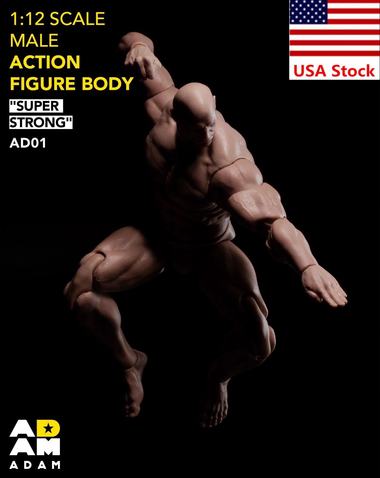 MUFF TOYS ADAM 1/12 Male Super Strong Muscle Flexible Joint Body 6″Action Figure