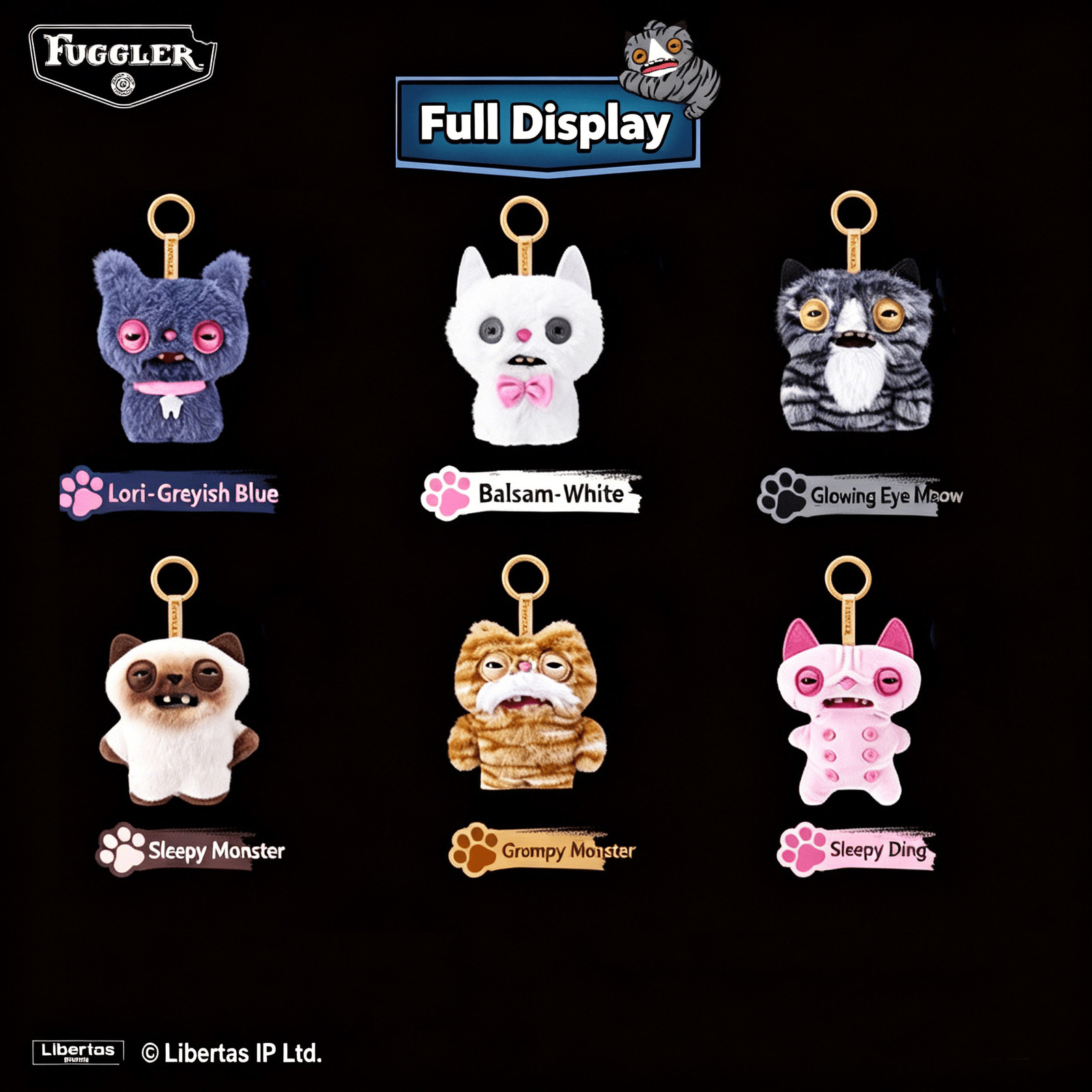 Fuggler Toothy Monster Mini Plush Keychain Pendant Alley Cats Series Toy 3.9in