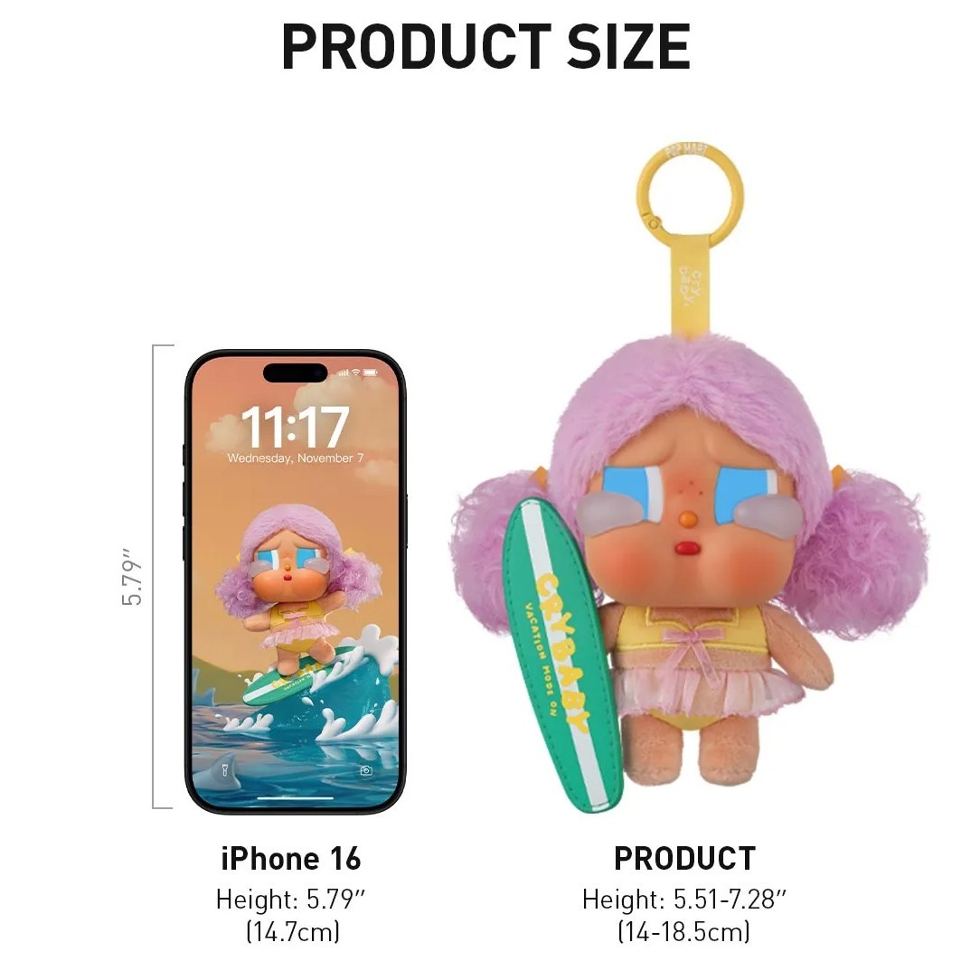 POP MART x Crybaby Vacation Mode On Series Vinyl Plush Key Pendant Figure Doll