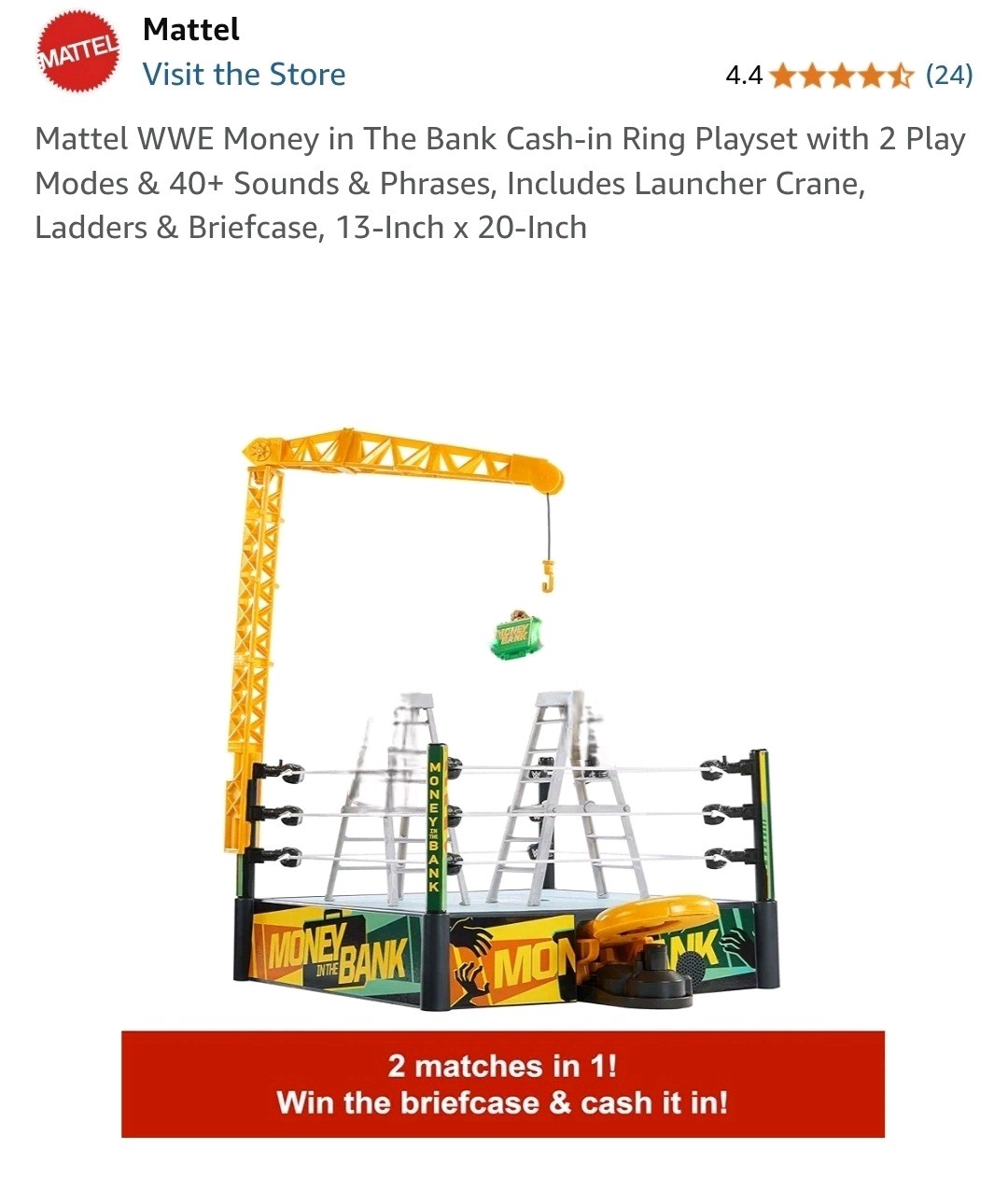 WWE MATTEL Money In The Bank Ladder Match Ring Wrestling 2025. Returns 30 days.