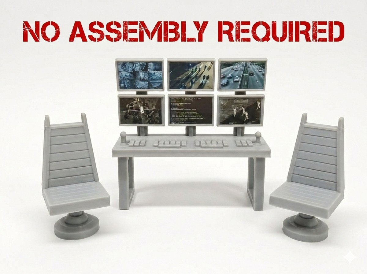 1:12 scale Computer Station w/ Chairs figure diorama MILITARY GI JOE CLASSIFIED