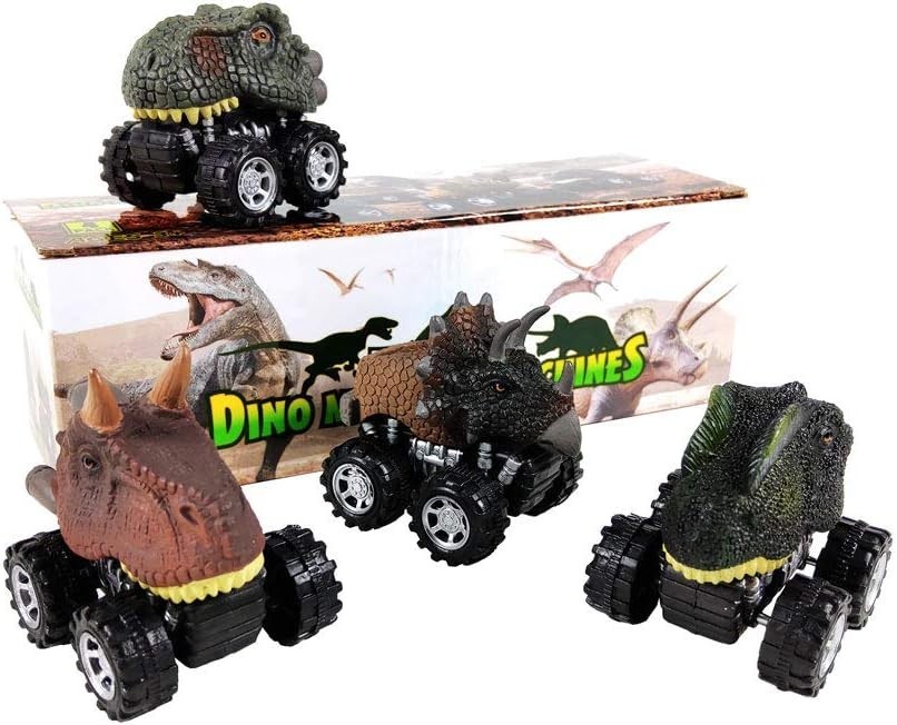Fun & Educational 4 Pack Dino Pull Back Cars – Perfect Birthday Gifts for Boys
