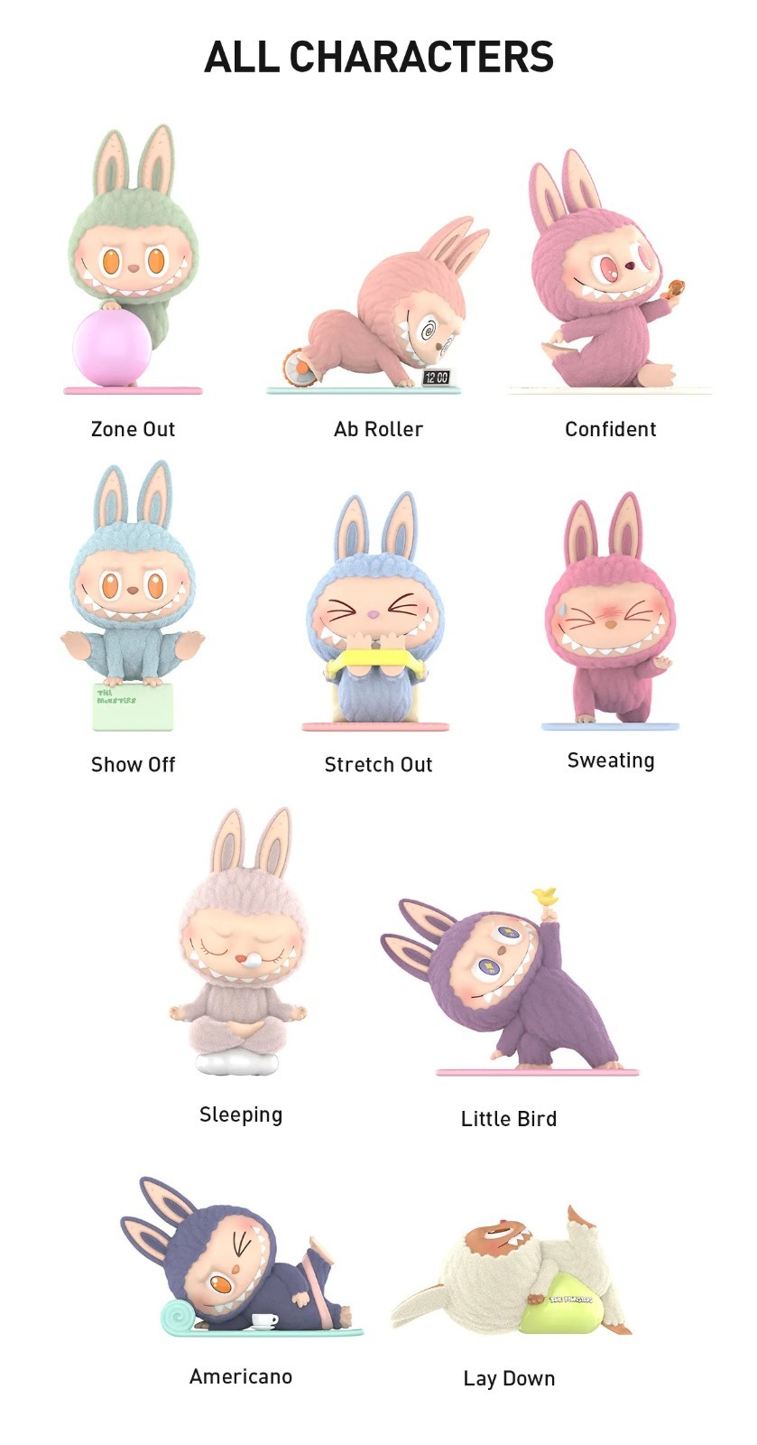 POP MART x Labubu The Monsters Lazy Yoga Series Figure Sealed Bag in Open Box