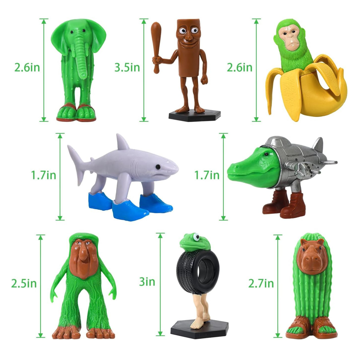 1/8pcs Italian Brainrot Toy Set Action Figures Tung Tung Sahur Tralalero Tralala