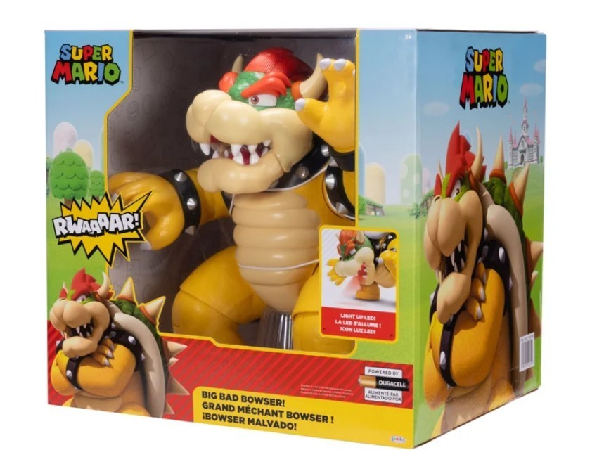 NEW – Big Bad Bowser Super Mario Action Figure 12” Light Up Sound Jakks Pacific