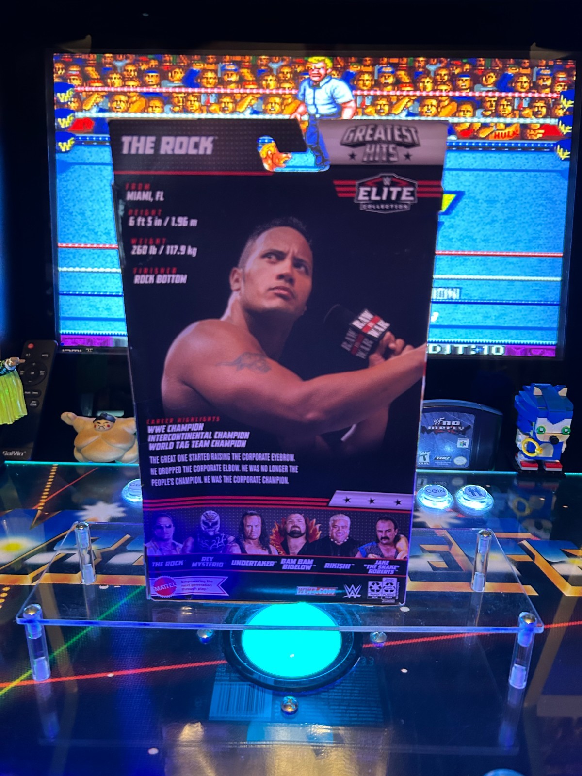 WWE Mattel Elite Greatest Hits The Rock Wrestling Figure NIB -Box has small tear