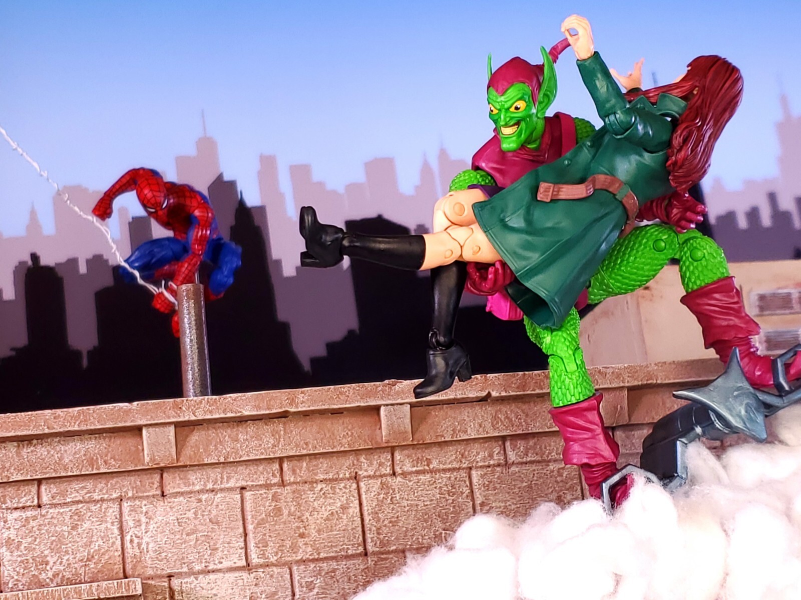 City Skyline Silhouette Day 30″ Backdrop for Action Figure Photography – NO FIG